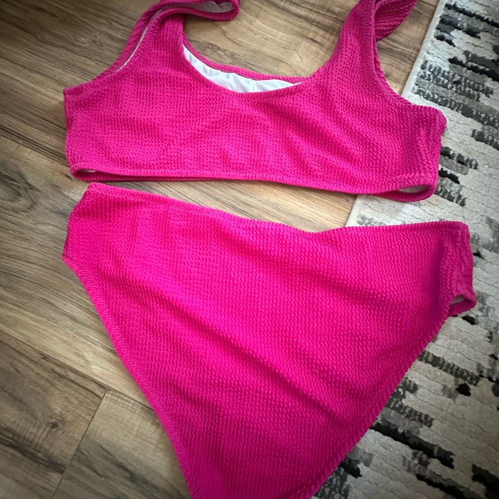 Vibrant Pink Textured Bikini Set